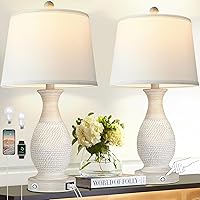 Set of 2 Table Lamps with USB C+A Fast Charging Ports, 26