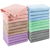 HOMEXCEL Baby Washcloths 24 Pack, Microfiber Coral Fleece Baby Bath Face Towels, Extra Absorbent and Soft Wash Cloths for Newborn, Infant, and Toddlers, Baby Boy Girl Washcloth for Face and Body 7x9