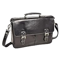 Mens Real Leather BLACK Briefcase Shoulder Laptop Satchel Office BAG Varna