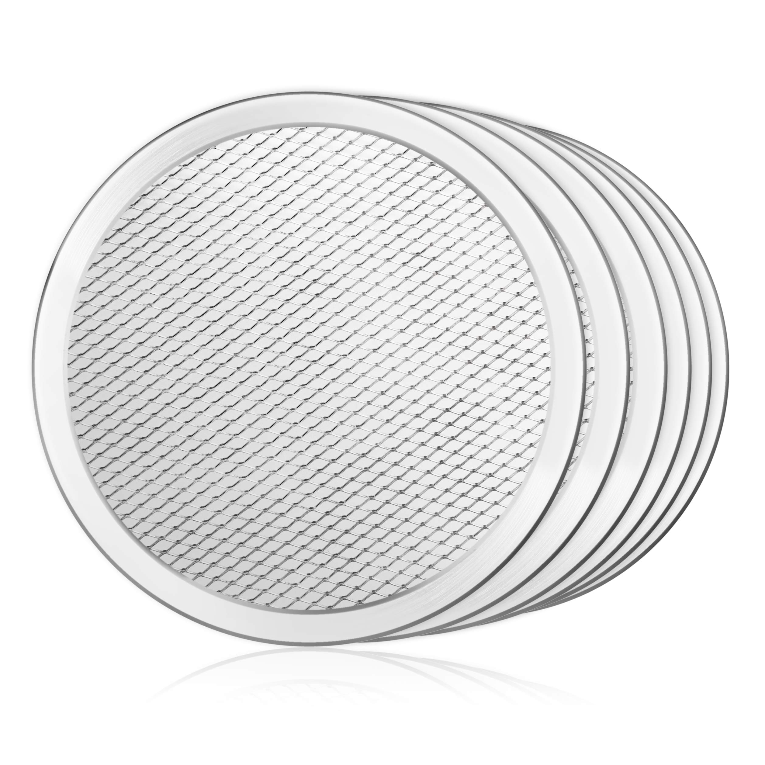 New Star Foodservice 50936 Restaurant-Grade Aluminum Pizza Baking Screen, Seamless, 8-Inch, Pack of 6