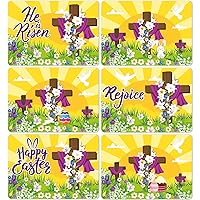 Happy Easter Placemats Set of 6 He is Risen Plastic Table Mats Seasonal Spring Placemats Easter Religious Table Mats Rustic Vintage Placemats for Dining Table Holiday Party Home Decor