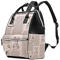 Palace Costume Vintage Newspaper Diaper Bag Backpack Baby Nappy Changing Bags Multi Function Large Capacity Travel Bag