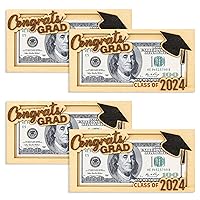 Personalized Graduation Money Holder-4 Pcs Wooden Graduation Card Cash Holder Class of 2024 Senior Money Gift for Graduates (Congrats GRAD）