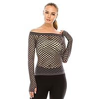 Kurve Stretchy Fishnet Long Sleeve Top, UV Protective Fabric, Rated UPF 50+ (Made with Love in The USA)