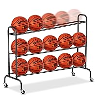 EXTCCT Tilt Basketball Rack Ball Storage Holder - Tilt Basketball Shooting Training Rack, Garage Sports Equipment Organizer, Outdoor and Indoor Rolling Balls Cart with Wheels