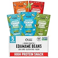 The Only Bean Crunchy Roasted Edamame Bean Snacks (5 Flavors), Healthy Snacks for Kids and Adults, High Protein Snacks, Low Carb Snack, Keto-Friendly, Gluten-Free, Vegan, 4 Ounce (Pack of 5)
