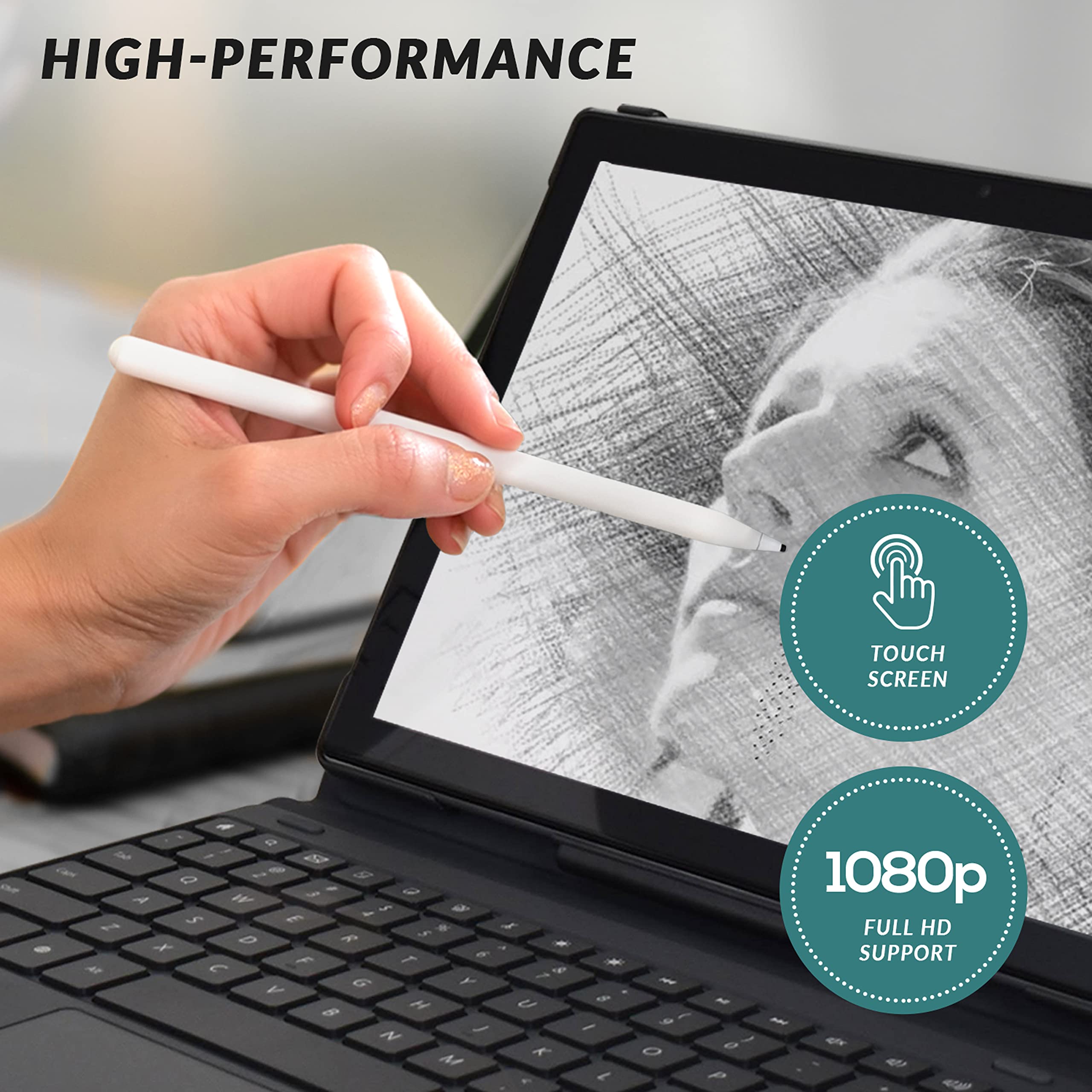 Pyle 1080p HD Display, 5000 mAH, Dual 10.1 Inch Android Tablet -2 in 1 Tablet Camera, WiFi Compatibility, Quad-Core Processor, 2GB RAM, 32GB Storage,Magnetic Keyboard,Stylus Pen & Case Included-Silver