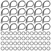 200pcs French Earring Hooks Set,100pcs Hypoallergenic Earring Hooks Leverback Earwires French Hook Ear Wire Brass Leverback Earring with 100pcs Jump Rings for DIY Jewelry Making Findings(Gun Black)