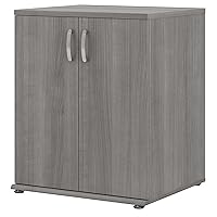 Bush Business Furniture Universal Floor Storage Cabinet with Doors and Shelves in Platinum Gray