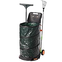 Gardenised All Purpose Garden Cart and Leaf Collector, Bonus Hand Leaf Rakes Included,Green