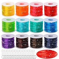 Glitter Lanyard String, Acrsikr Gimp Making Kit Plastic Lacing Cord Strings Supplies Craft 12 Rolls