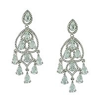 Aquamarine Natural Gemstone Pear Shape 10K, 14K, 18K White Gold Uniqe Drop Dangle Earrings