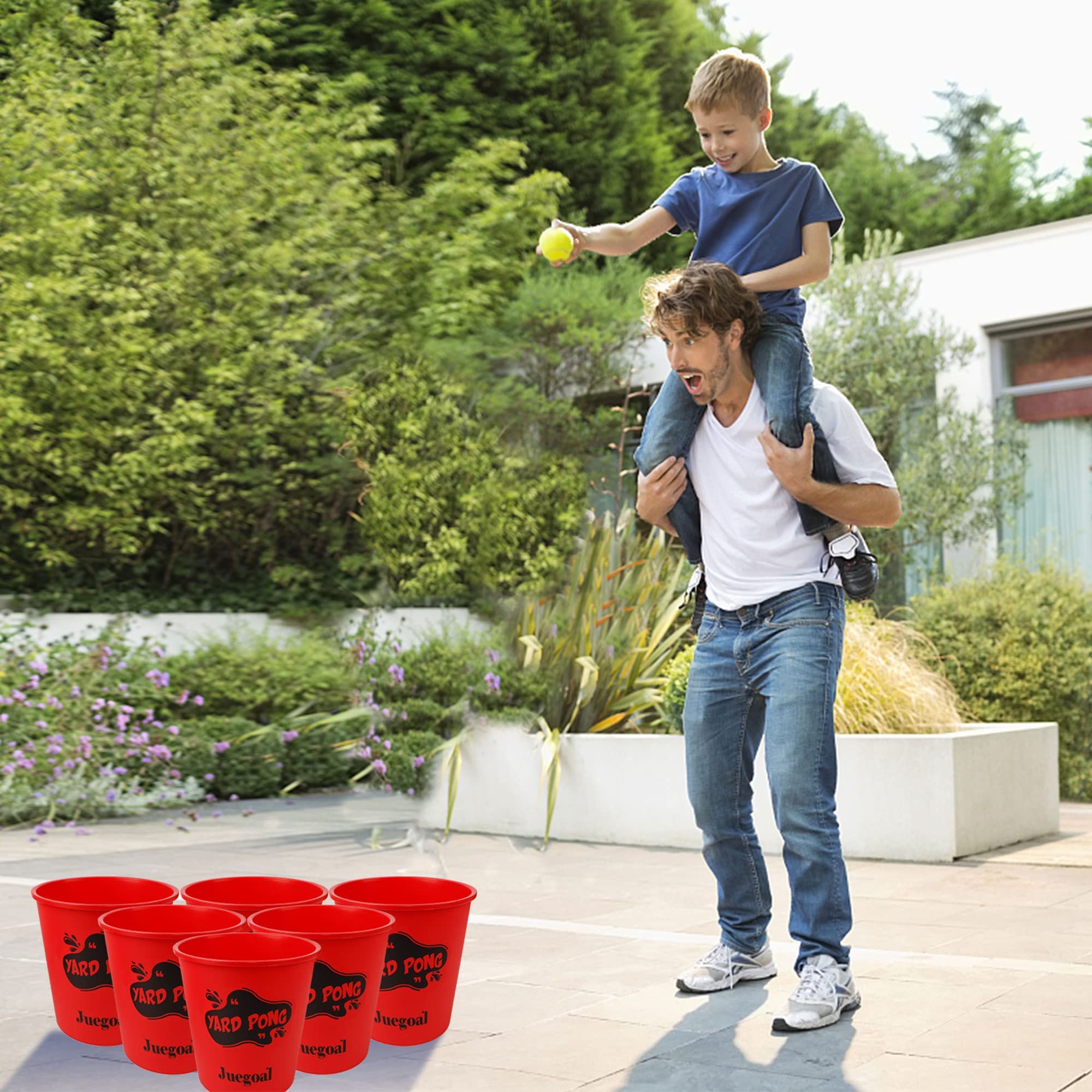Juegoal Outdoor Yard Games Set with Durable Buckets and Balls, Toss Game Throwing Game for Beach, Camping, Lawn and Backyard
