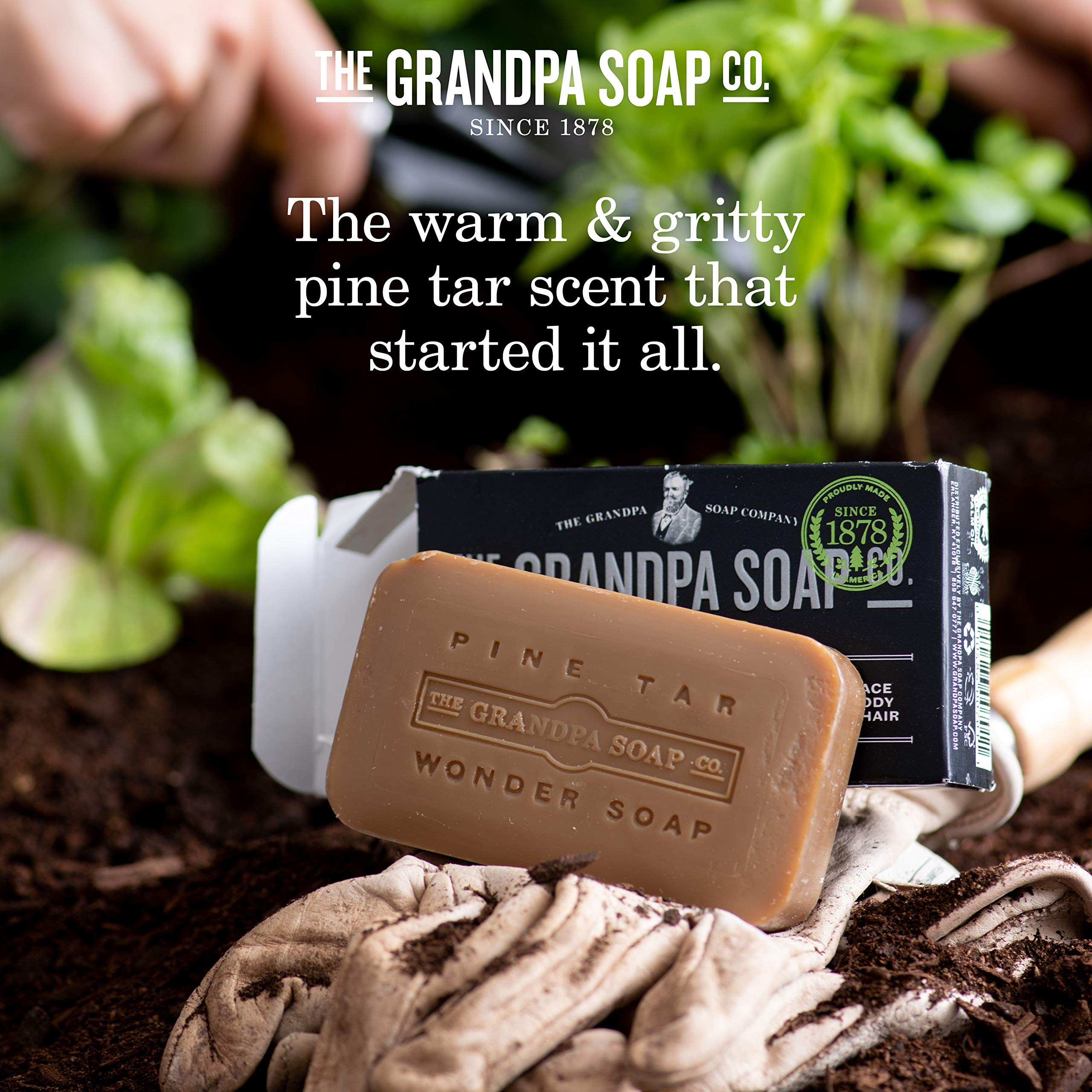 Pine Tar Bar Soap by The Grandpa Soap Company | The Original Wonder Soap |Vegan, 3-in-1 Cleanser, Deodorizer & Moisturizer | 3.25 Oz.
