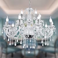 Modern Luxurious Candle Silver Crystal Chandelier, 12 Lights K9 Modern Crystal Chandelier for Dining Room, Pendant Lamp Ceiling Lighting for Living Bedroom Hall Balcony (12 Lights, Silver)