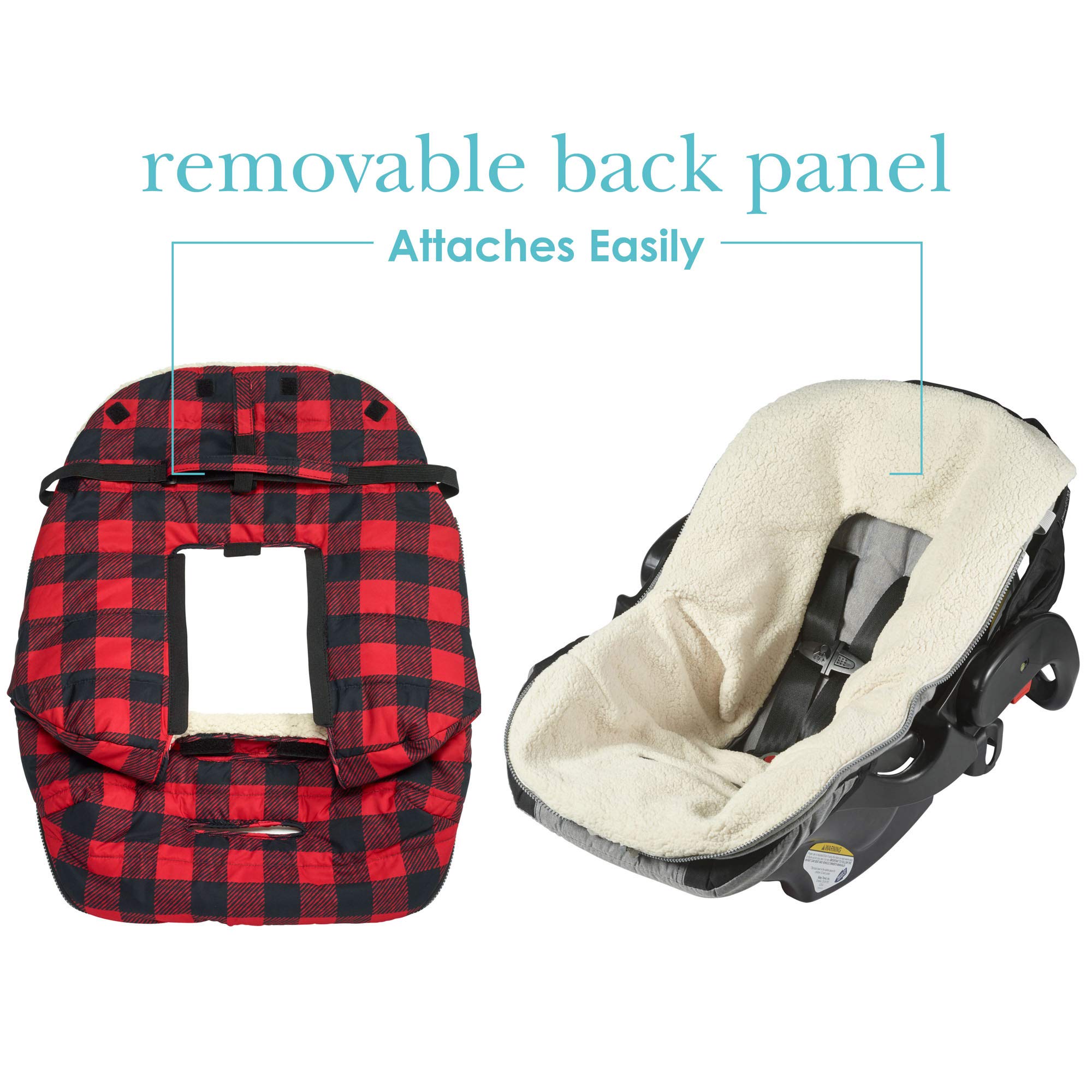 JJ Cole Bundle Me Winter Baby Bunting Bag and Car Seat Cover— Urban — Buffalo Plaid— Weather Resistant Baby Carrier Cover — Winter Baby Essentials