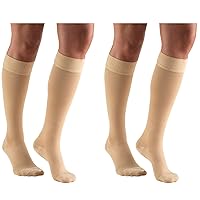 Truform 20-30 mmHg Compression Stockings for Men and Women, Knee High Length, Dot Top, Closed Toe, Beige, Small (Pack of 2)