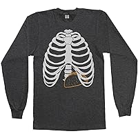 Threadrock Men's Taco Skeleton Rib Cage Halloween Costume Long Sleeve T-Shirt