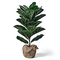 Artifical Fiddle Leaf Fig Tree with Burlap Covered Pot, Faux Tree, Ficus Lyrata, Fake Plant for Indoor or Outdoor Use, Bedroom, Living Room, Office, Greenery, Housewarming, 30 Inch