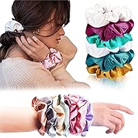 6 Pcs Hair Band For Women Scrunchies Satin Silk Hair Accessories Rubber Bands For Women Stylish Hair Rubber Bands Hair Ties Scrunchies Silk Elastic Band Hairband Women Ponytail Holder Combo