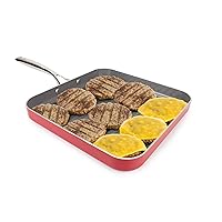 EaZy MealZ Square Non-Stick Grill Pan for Stove, Light weight, Perfect Grill Marks, Oven Safe up to 500 Degrees, Extra Large, 12