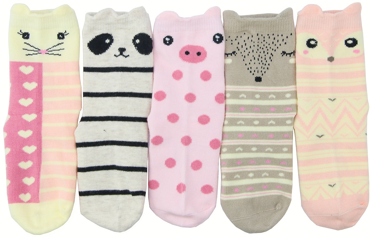 Hzcojulo Kids Toddler Big Little Girls Fashion Cotton Crew Cute Socks -5 Pairs