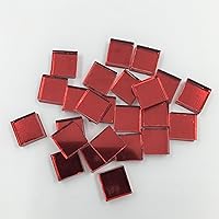 3/8 inch Small Glass Square Craft Mirrors Bulk 100 Pieces Mosaic Tiles (Red)