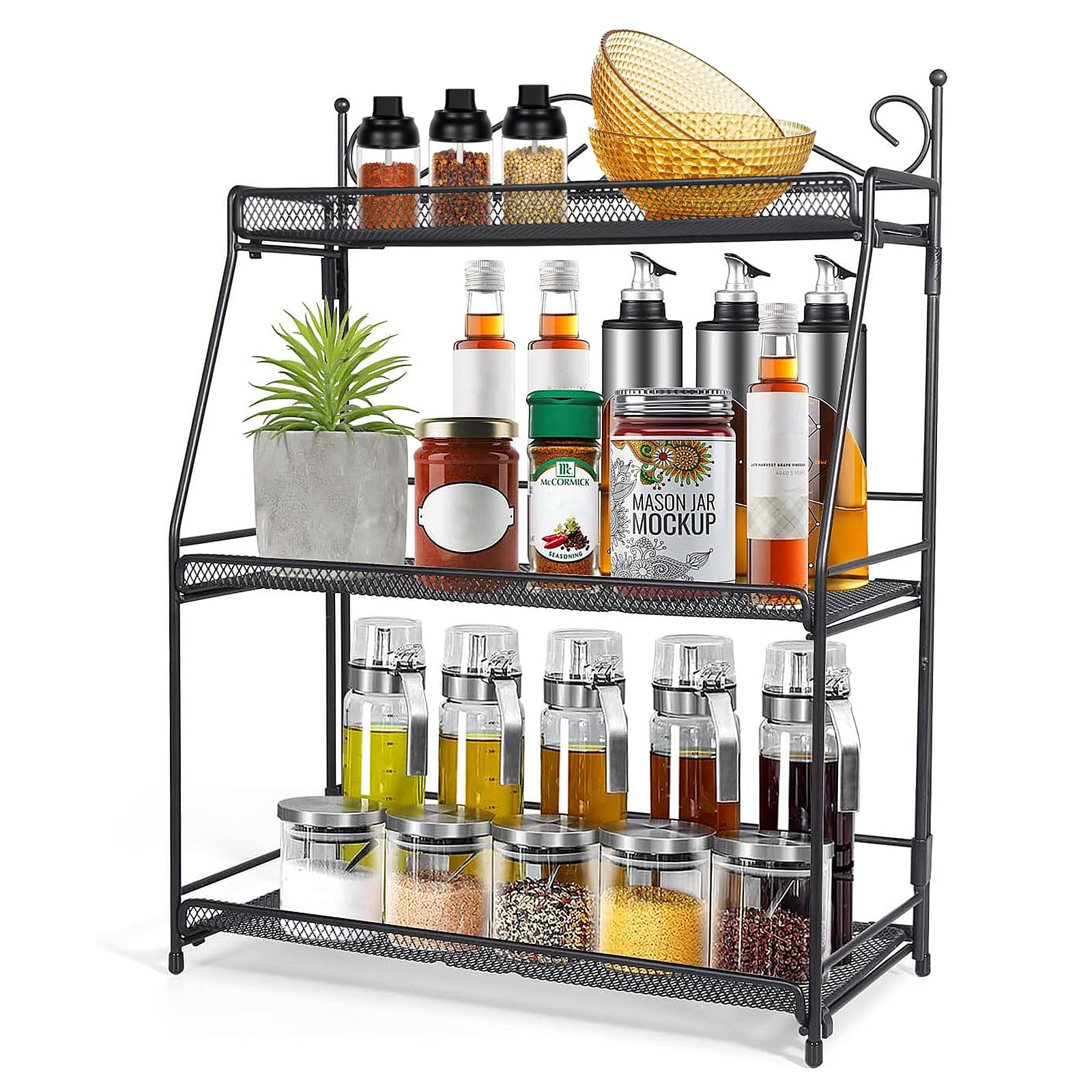 Uten Countertop Organizer for Bathroom Counter, the Organizer for Bedroom, Spice Rack, Organizer for Kitchen Counter shelf, 3 Tier Bathroom Counter Organizer Metal Stainless Steel Tiered Counter shelf