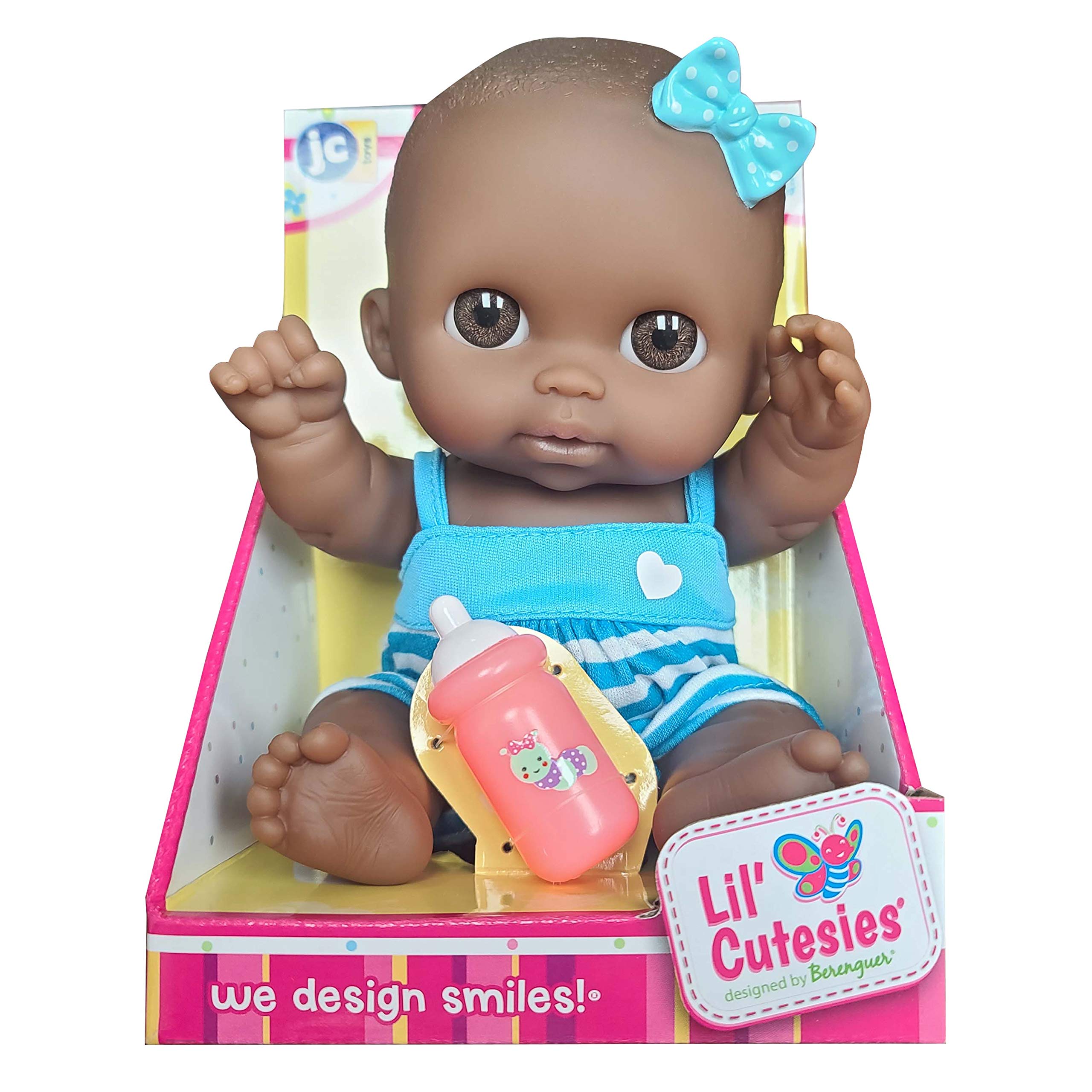 JC Toys Adorable Lil' Cutesies Lila African American All Vinyl Water Friendly Doll, 8.5