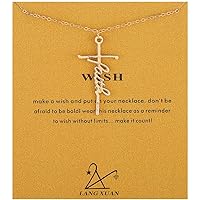 LANG XUAN Friendship Anchor Compass Necklace Good Luck Elephant Pendant Chain Necklace with Message Card Gift Card