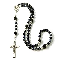 Prayer Beads Saint Benedict Sodalite Gemstone Catholic Rosary with Blessed with Anointing Oil (Not a Necklace)