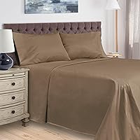 400 Thread Count Egyptian Cotton Material Sheets, Modern Solid Deep Pocket Soft Bed Sheet Set, Includes: One Flat Sheet, One Fitted Sheet and Two Pillowcases, Olympic Queen, Taupe