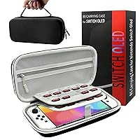 Necessary 4 in 1 Accessory Bundle for Nintendo Switch OLED - iceiceice Hard Shell Carrying Case with 30 Game Slots + Clear Case + Premium Tempered Films [2022 New]