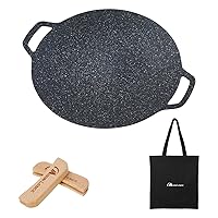 MOON LENCE Multi Griddle, Diameter 13.4 inches (34 cm), Compatible with IH Gas, Bonfire, Open Fire, Multi-Griddle Pan, Grill Pan, Outdoor, Camping, BBQ, Yakiniku Plate, Easy to Clean with Wooden