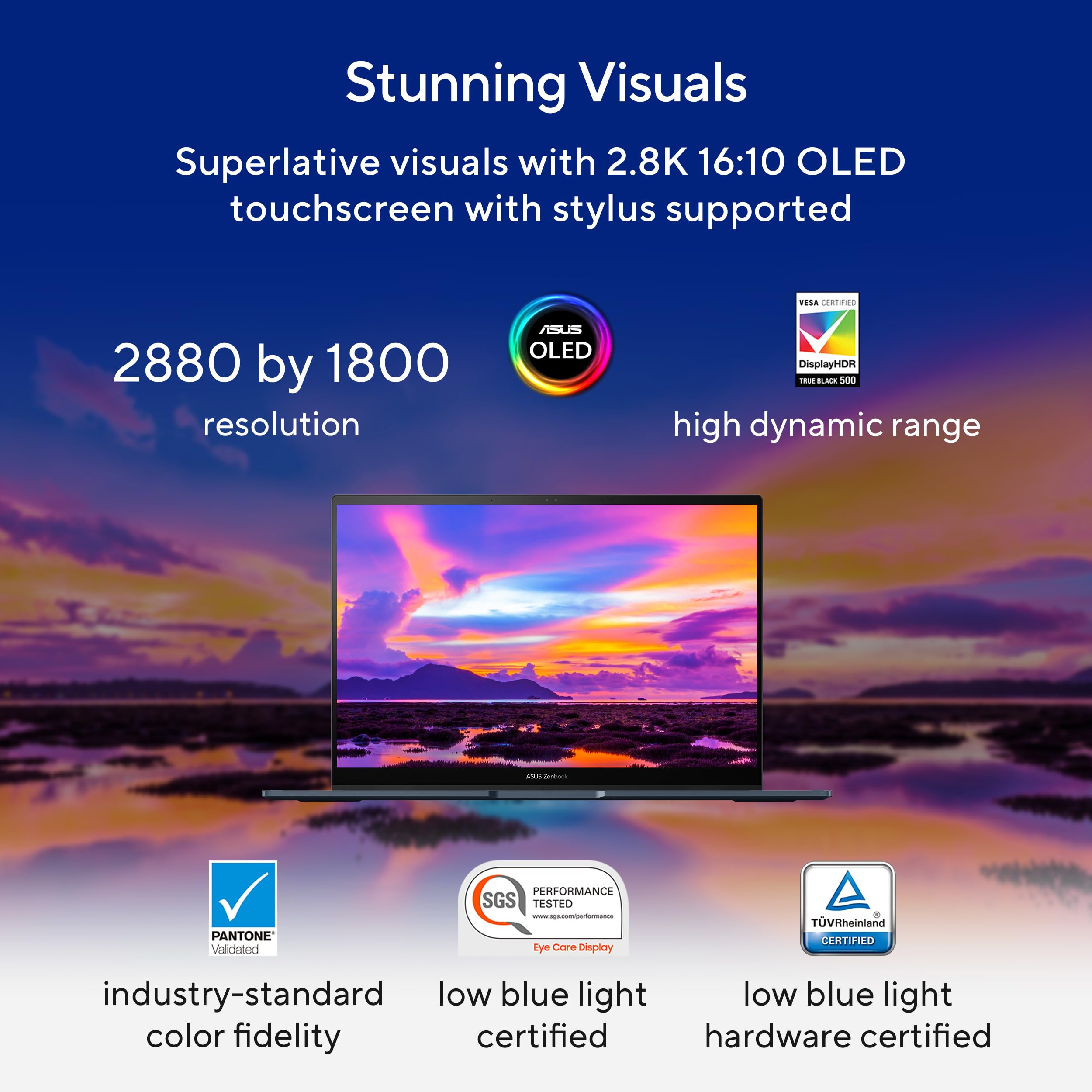 ASUS Zenbook 14 Flip OLED Laptop, 14” OLED Touch Display, Intel Evo Platform, Intel Core i7-1360P CPU, Intel Iris Xe Graphics, 16GB RAM, 1TB SSD, Windows 11 Home, Ponder Blue, UP3404VA-DS74T