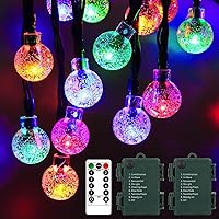 GCMacau Battery Operated String Lights 2Pack - 78Ft 160LED Colors Change Battery Power Outdoor Lights 8 Modes with Remote Control, Battery Globe String Lights for Garden Camping Tant Decorations
