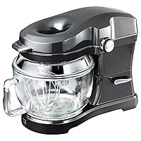 Kenmore Elite Ovation 5 Qt Stand Mixer 10-Speed Motor Revolutionary Pour-In Top Tilt Head, Beater Whisk Dough Hook Planetary Mixing 360-Degree Splash Guard Glass Bowl with Lid LED Light Metallic Gray