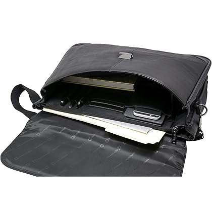 Alpine Swiss Business Portfolio Genuine Leather Briefcase Flap-Over Locking Case