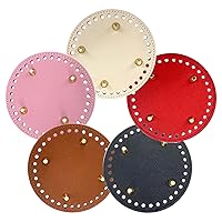MEABEN 5 Pieces PU Leather Bag Bottom for Crochet, Long Knitting Crochet Bags Nail Bottom Shaper Base with Holes for DIY Handbag Shoulder Bags Purse Making Supplies, Multicolor 4.72 Inch