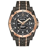 Bulova Men’s High Precisionist Quartz Icon Grey IP and Rose Gold Watch, Diamonds, 300M Water Resistant Model: 98D149