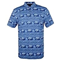 BUGATCHI Men's Hendrix Palms & Waves Print Polo Shirt Blu X-Large