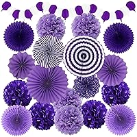 Party Decorations, Purple Papar Fans Pompoms Garlands for Women Girls Mothers Day Bachelorette Wedding Birthday Baby Showers Valentine's Day Party Decorations