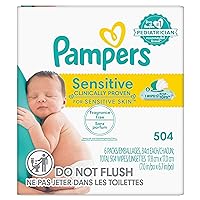 Pampers Sensitive Water Based Hypoallergenic and Unscented Baby Wipes, 504 count (Packaging May Vary)