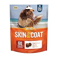 Skin and Coat Supplement for Dogs, Helps Maintain Healthy Skin and Shiny Coat, Hickory Smoke Flavor Dog Chew, Made in The USA, 60 Count