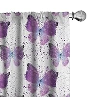 Ambesonne Butterfly Curtains, Surreal Star Patterned Background with Polygonal Butterflies Modern, Window Treatments 2 Panel Set for Living Room Bedroom, Pair of - 28