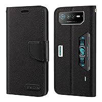 for Asus ROG Phone 6 Pro Case, Oxford Leather Wallet Case with Soft TPU Back Cover Magnet Flip (6.78”), Black