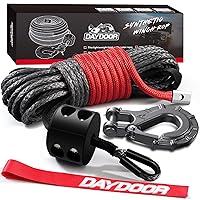 Synthetic Winch Rope Kit, 1/4'' x 50ft 10,000LBS Synthetic Winch Line with Forged Winch Hook, Rubber Stopper and Safety Pull Strap, Ideal Winch Cable Line for 4WD ATV UTV Vehicles