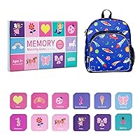 Wildkin 12-inch Backpack and Memory Matching Game Enchanted (36 pc) Bundle: Boost Memory Educational Card, and Comfortable Kids Backpack (Out of This World)