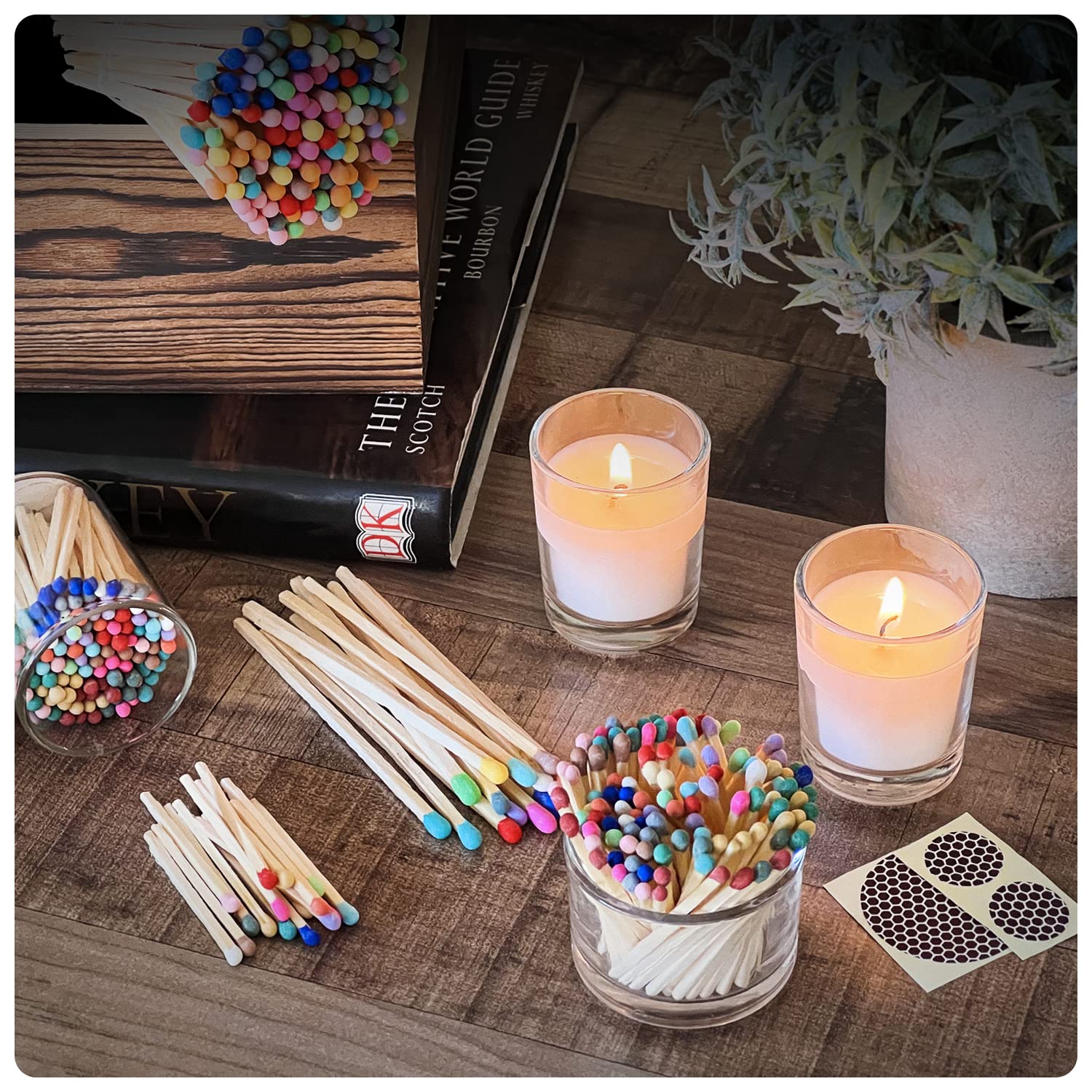  4 Rainbow Matches (100 Count, with Striking Stickers Included), Decorative Unique & Fun for Your Home, Gifts, Accessories & Events
