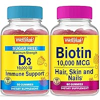 Vitamin D3 1000mcg Sugar Free + High Potency Biotin, Gummies Bundle - Great Tasting, Vitamin Supplement, Gluten Free, GMO Free, Chewable Gummy